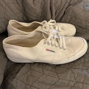 Superga Cotu Classic White Canvas Sneakers, Size 9 (40)
